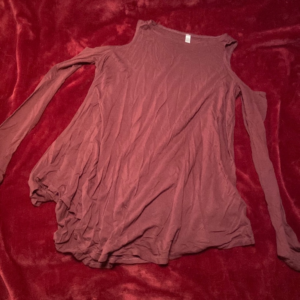 Marron Cold Shoulder Long-Sleeve